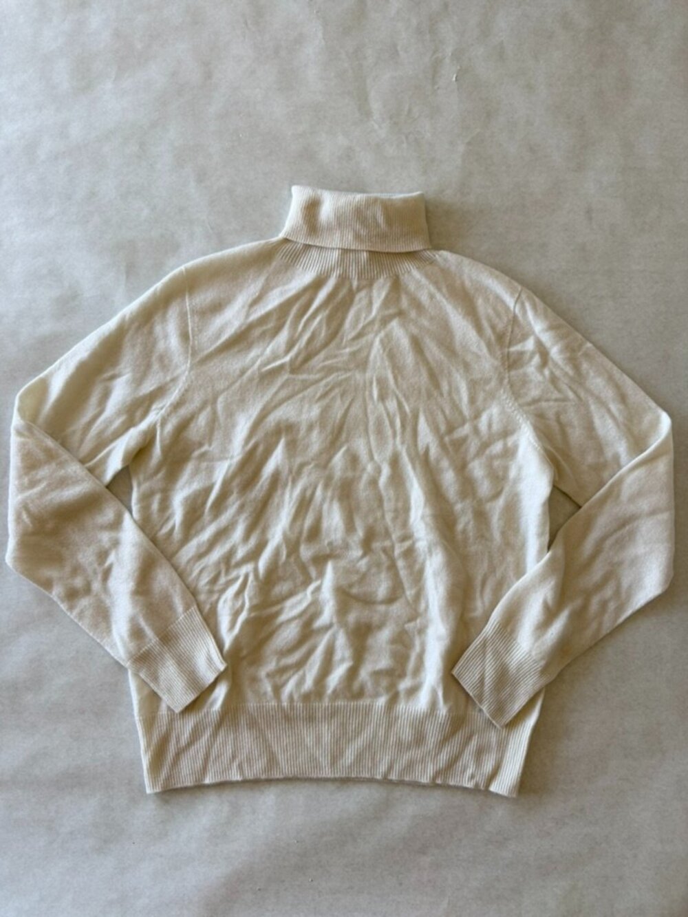 Lilysilk Turtle Neck Cashmere Sweater Fine Knit Ivory Sz M